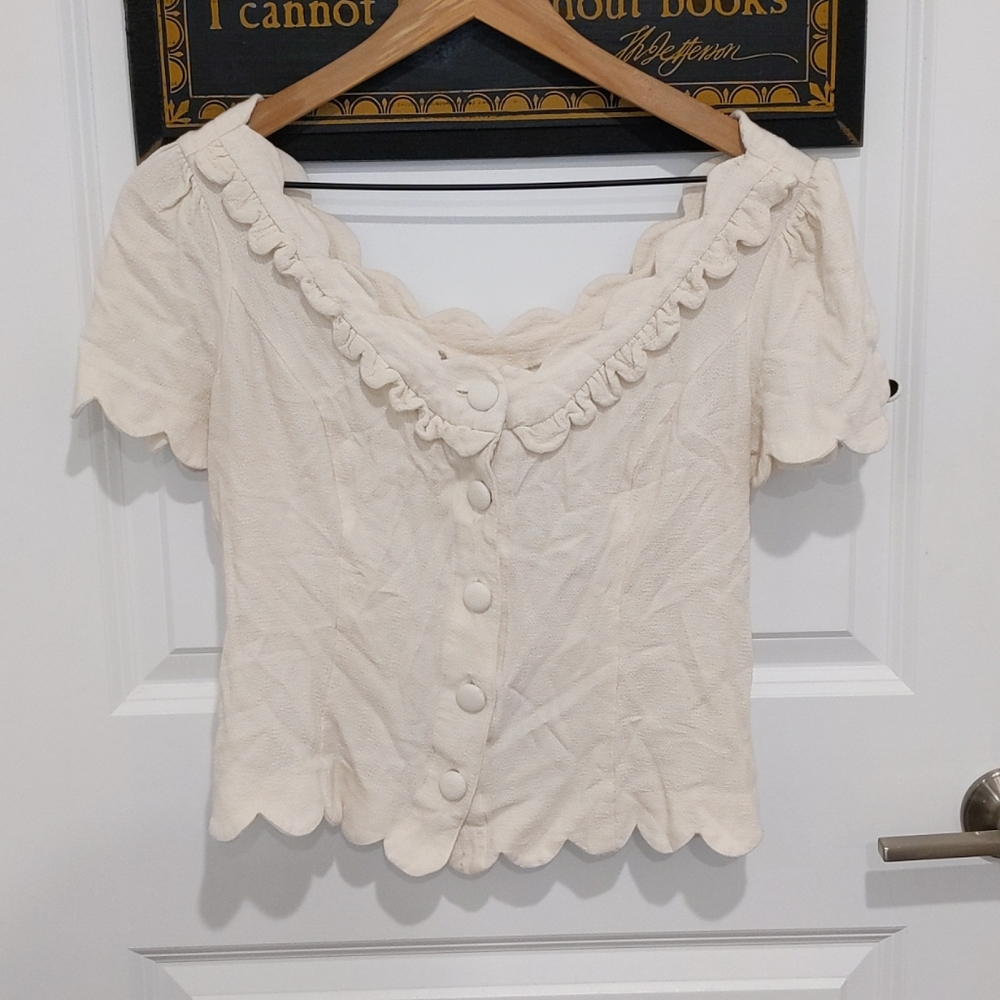 Maeve by Anthropologie - Scallop Crop Top